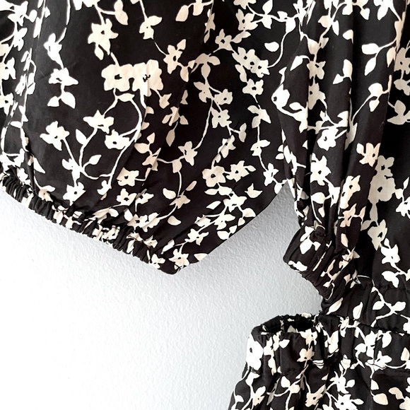 OLD NAVY Cotton Poplin Cutout Mini Dress - Black & Cream Floral Print - Picture 6 of 12